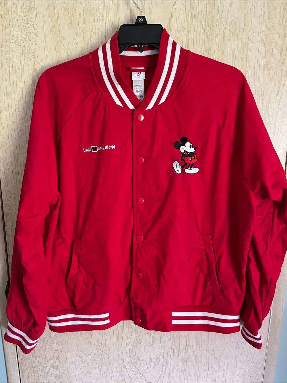 Disney Parks Mickey Mouse Varsity Bomber Jacket Red Walt Disney World Men’s L
